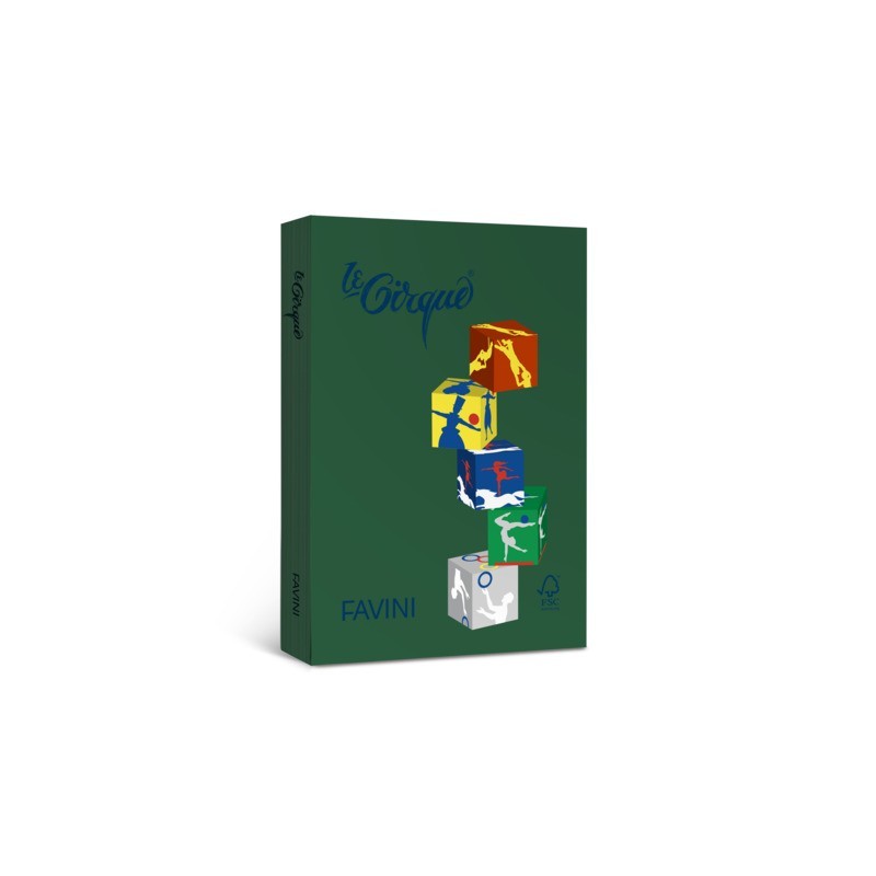 Carta colorata Favini Le Cirque A4 80 g/m² verde bosco 304 risma da 500 fogli - A71D534