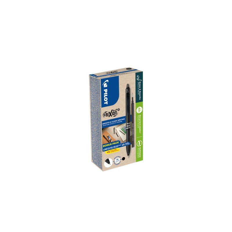 Penna a sfera a scatto cancellabile Pilot Frixion Ball+ 0,7 mm GREEN PACK 10 + 10 refill nero - 040343