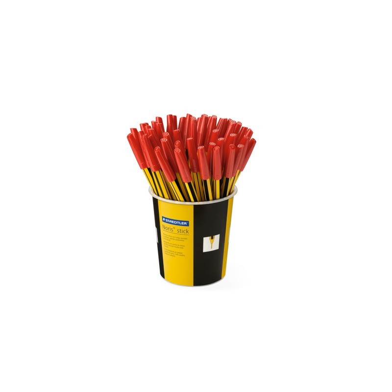 Penna a sfera Staedtler Noris Stick punta M 1 mm rosso - in barattolo da 50 pezzi - 434 02 KP5