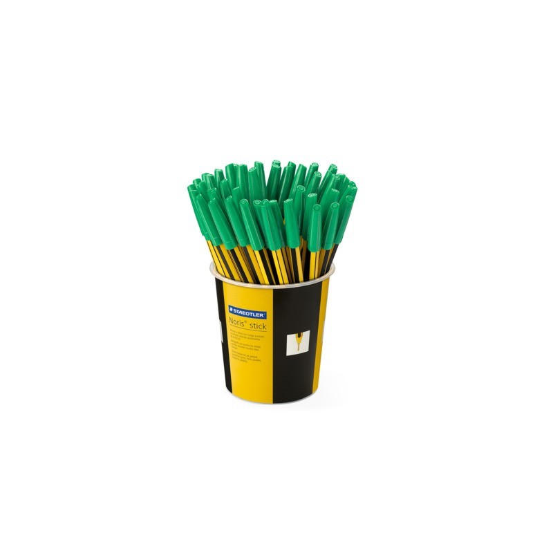 Penna a sfera Staedtler Noris Stick punta M 1 mm verde - in barattolo da 50 pezzi - 434 05 KP5