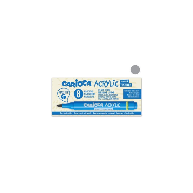 Marcatore acrilico Carioca punta Maxi argento 45296/20 (Conf.8)