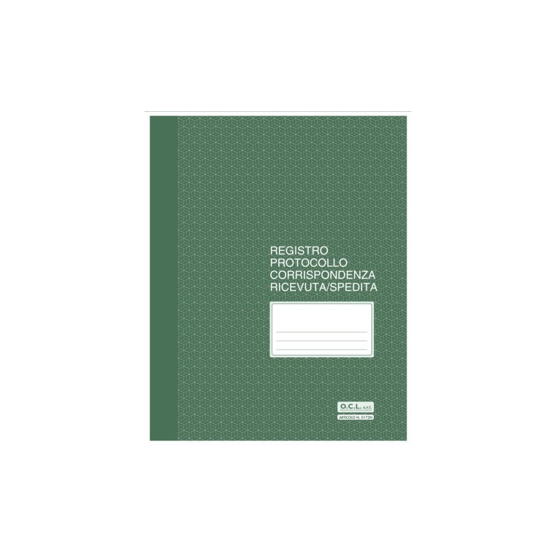 Registro protocollo corrispondenza ricevuta/spedita O.C.L. 56 ff - 23x29,7 cm - conf. da 2 blocchi - 0172N