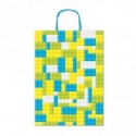 Borsa shopper Rex-Sadoch Allegra Mattoncini su kraft bianco - 16x8x21 cm azzurro/verde - conf. 25 pz - SDF16-275J