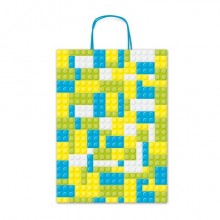 Borsa shopper Rex-Sadoch Allegra Mattoncini su kraft bianco - 16x8x21 cm azzurro/verde - conf. 25 pz - SDF16-275J