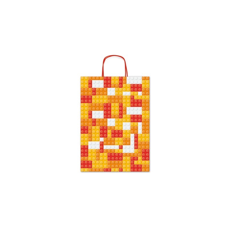 Borsa shopper Rex-Sadoch Allegra Mattoncini su kraft bianco - 16x8x21 cm rosso/arancio - conf. 25 pz - SDF16-274J