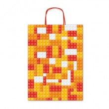 Borsa shopper Rex-Sadoch Allegra Mattoncini su kraft bianco - 26x12x36 cm rosso/arancio - conf. 25 pz - SDF26-274J