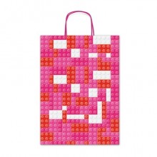 Borsa shopper Rex-Sadoch Allegra Mattoncini su kraft bianco - 36x12x41 cm rosa/rosso - conf. 25 pz - SDF36-276J
