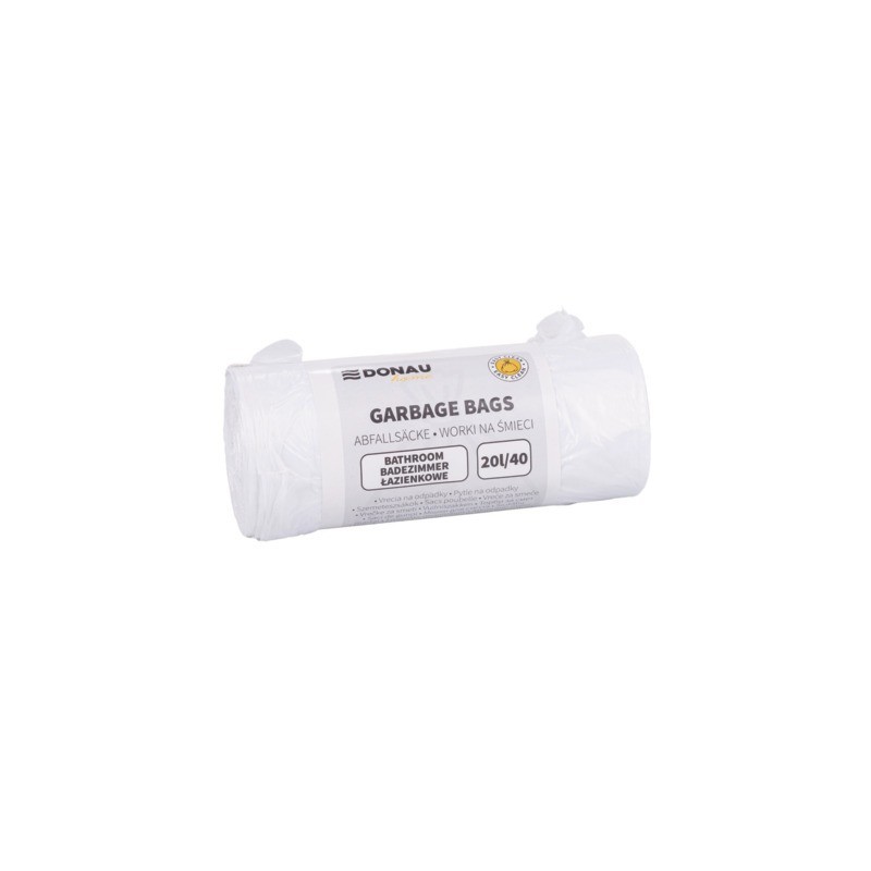 Sacchi immondizia per rifiuti inorganici Donau Home 20 L 55x44 cm - 7 µm bianco - rotolo 40 pz - 22129369-14