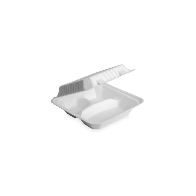 Box Take Away a 3 scomparti in canna da zucchero Oasis Green conf. 50 pz 800 ml OAS-HB08TRIS