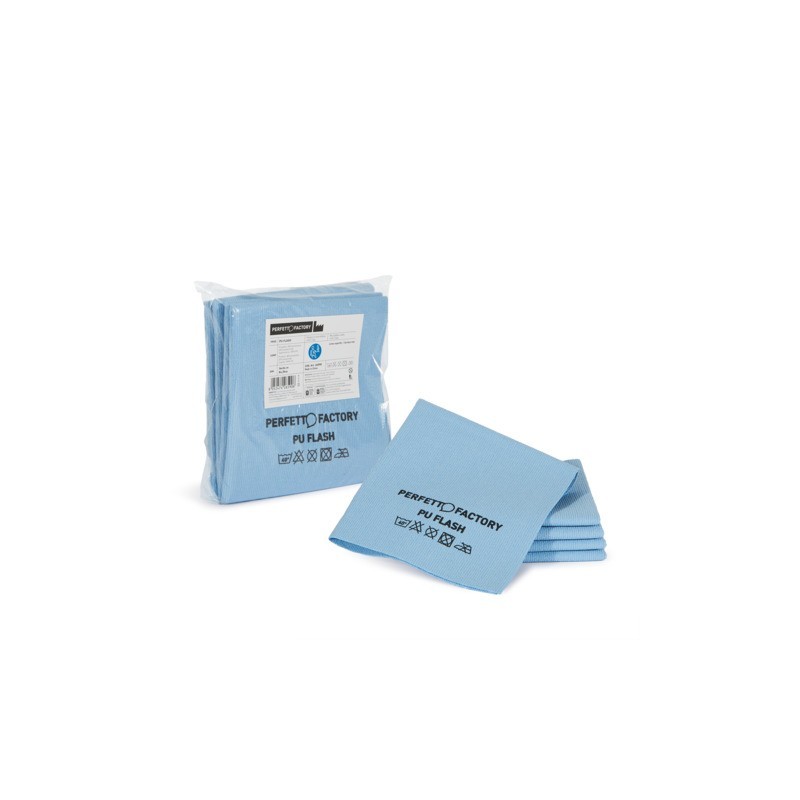 Panno in microfibra PU Perfetto Flash 34x36 cm - colore blu - conf. 5 pezzi 26590