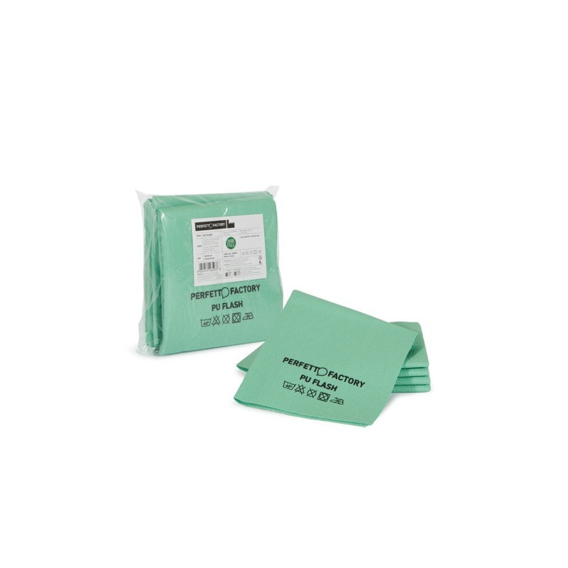 Panno in microfibra PU Perfetto Flash 34x36 cm - colore verde - conf. 5 pezzi 26593