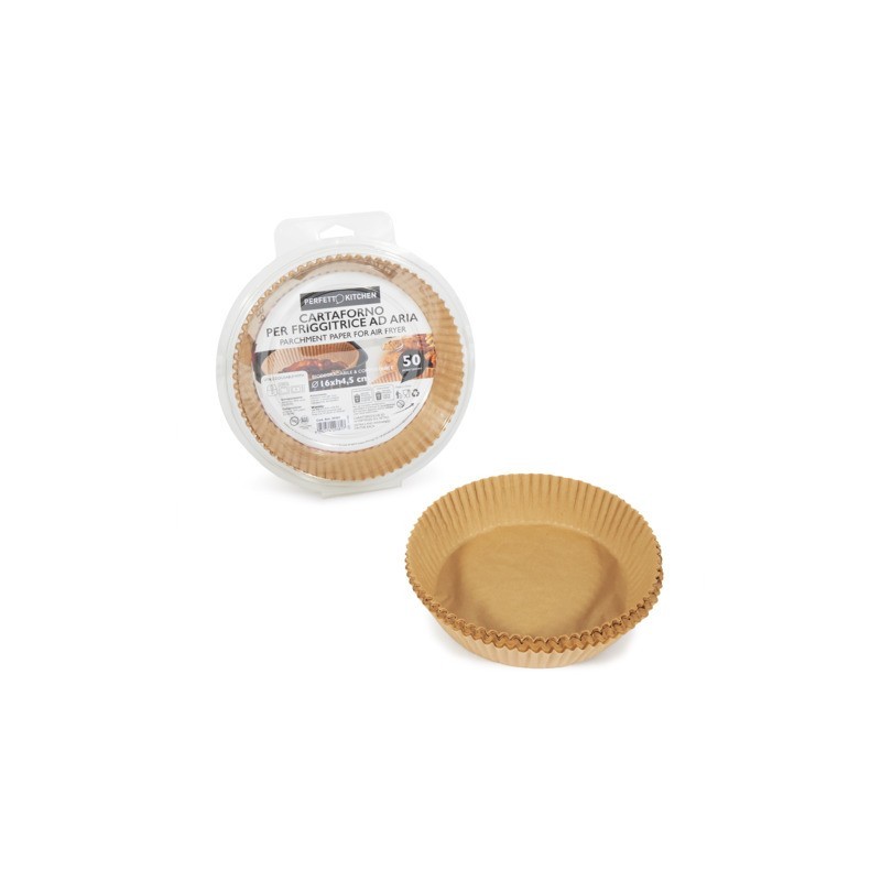 Carta forno per friggitrice ad aria Perfetto Kitchen Ø16xH.4,5 cm - conf. 50 pezzi - 29381