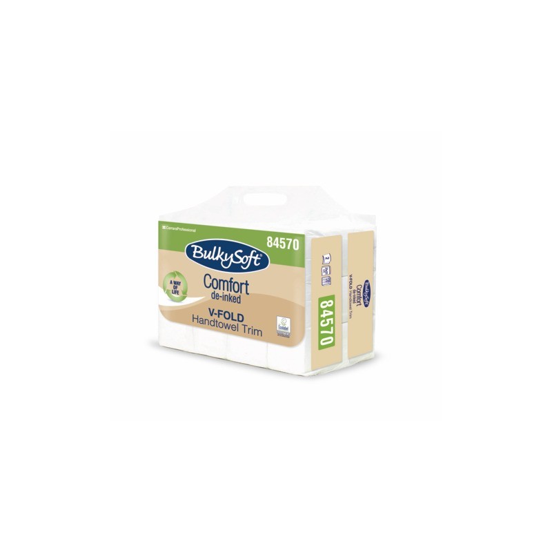 Asciugamani Bulkysoft Comfort piegati a V de-inked bianco conf. 12x250 fogli 2 veli - 84570