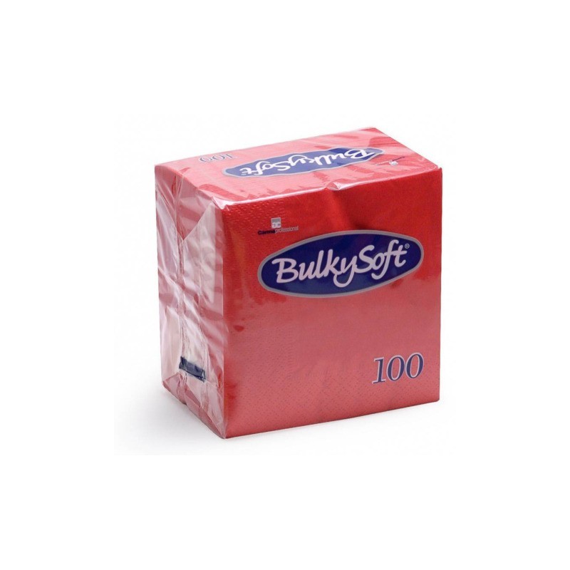 Tovaglioli Bulkysoft Rainbow pura cellulosa 24x24 cm 2 veli conf. 20x100 pz rosso - 32367
