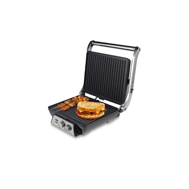 Sandwichera 4 fette Sogo apertura 180° copertura acciaio inox 2000 W SAN-SS-7137