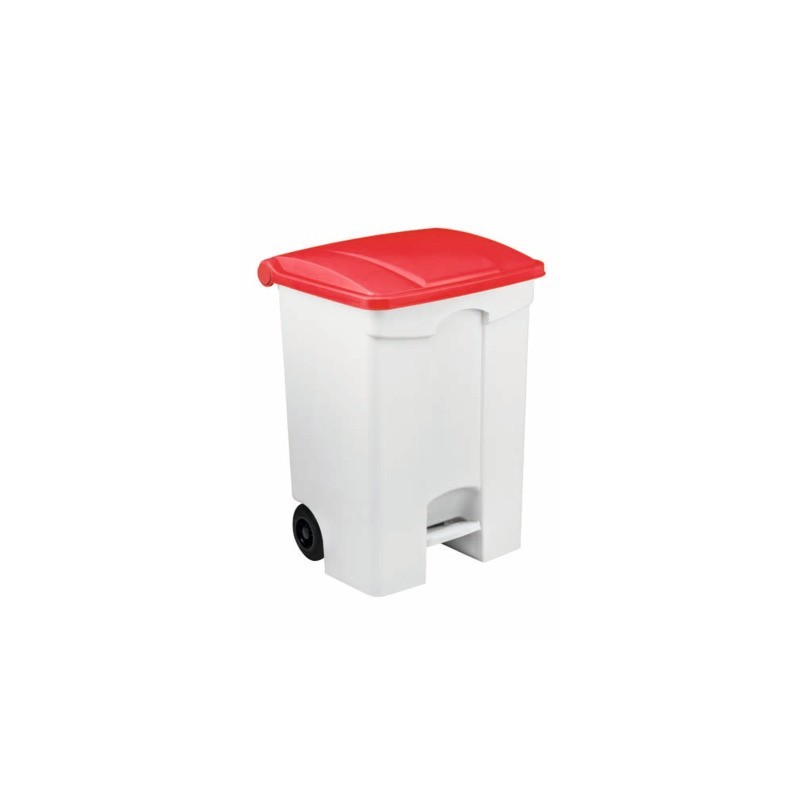 Contenitore mobile a pedale Medial Contitop 70L in PP bianco-rosso 115577