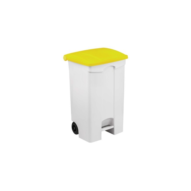 Contenitore mobile a pedale Medial Contitop 90L in PP bianco-giallo 115596