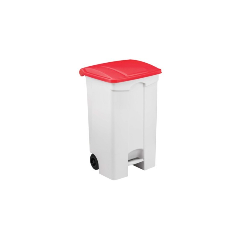 Contenitore mobile a pedale Medial Contitop 90L in PP bianco-rosso 115597