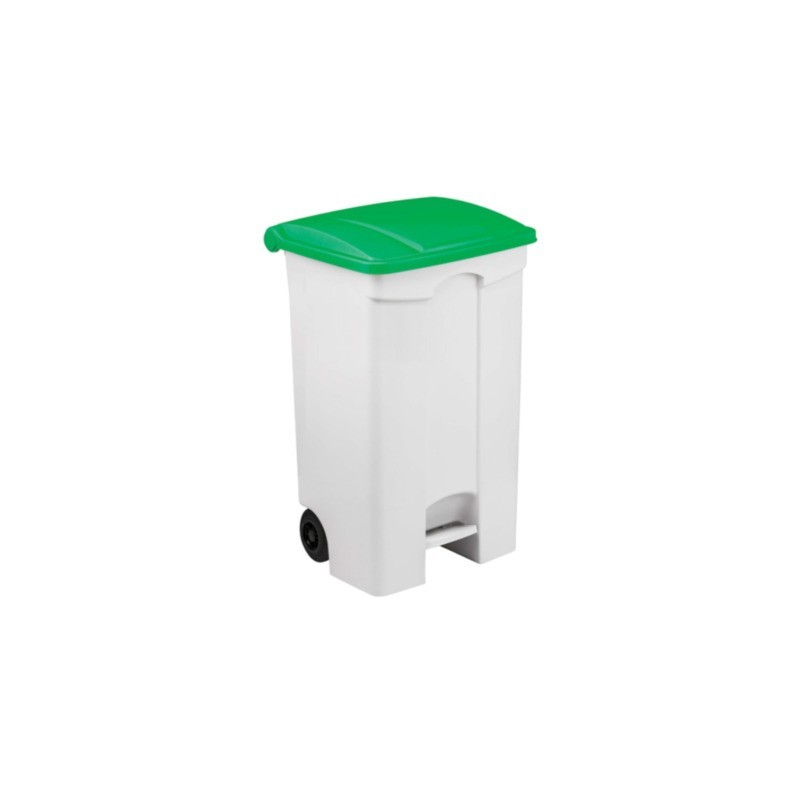 Contenitore mobile a pedale Medial Contitop 90L in PP bianco-verde 115598