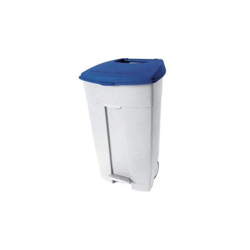 Contenitore mobile a pedale Medial Contiplast 120L in PP bianco-blu 102535
