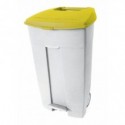 Contenitore mobile a pedale Medial Contiplast 120L in PP bianco-giallo 102536