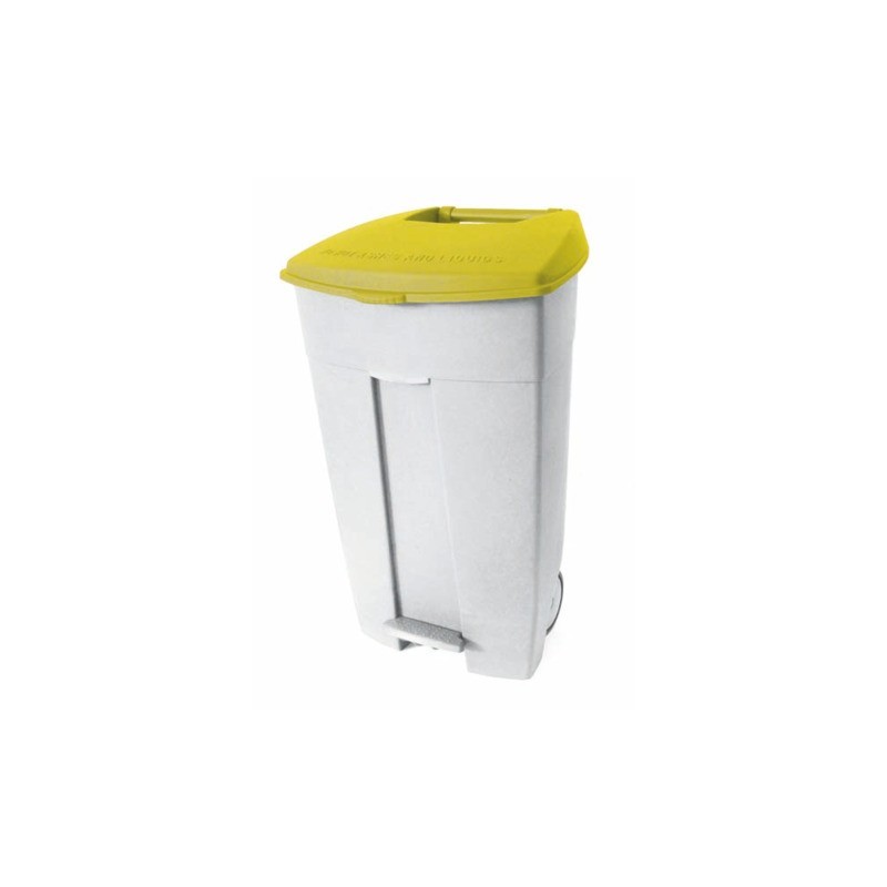 Contenitore mobile a pedale Medial Contiplast 120L in PP bianco-giallo 102536