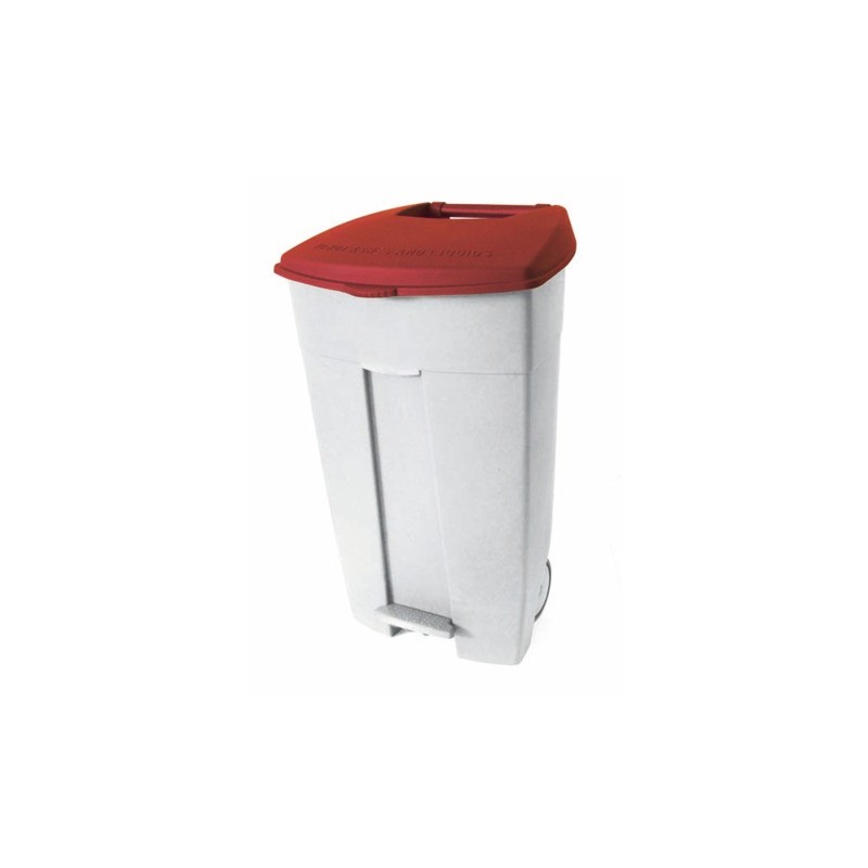 Contenitore mobile a pedale Medial Contiplast 120L in PP bianco-rosso 102537