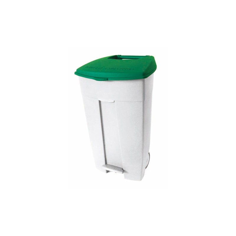 Contenitore mobile a pedale Medial Contiplast 120L in PP bianco-verde 102538