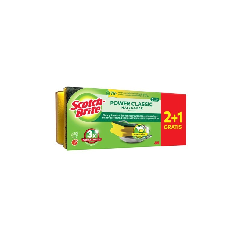 Spugna salva unghie Scotch-Brite® Power Classic Nailsaver - conf. 2+1 OMAGGIO 48x90x201 mm - 7100309866