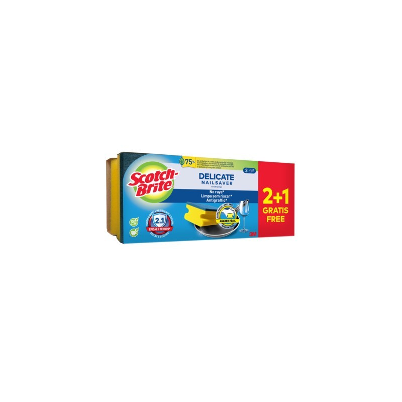 Spugna salva unghie Scotch-Brite® Antigraffio Delicate Nailsaver - conf. 2+1 OMAGGIO 46x90x201 mm - 7100350160