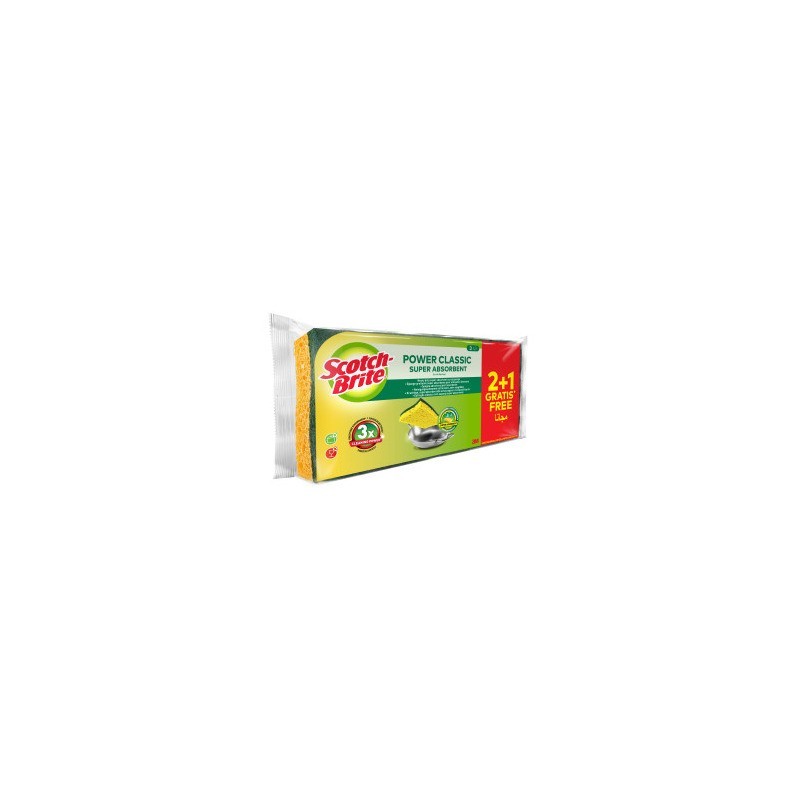 Spugna in fibra verde vegetale Scotch-Brite® Power Classic  conf. 2+1 OMAGGIO 20x105x230 mm - 7100242530