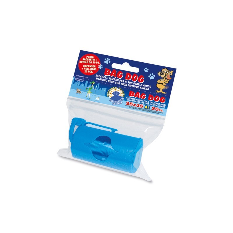 Porta sacchetti + rotolo sacchi igienici profumati Peter Pan Plast Bag Dog conf. 20 pz 25x35 cm - DOG25DI