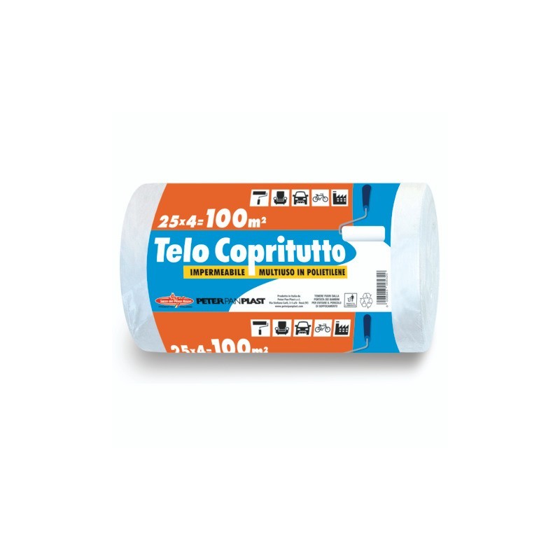 Telo copritutto in rotolo Peter Pan Plast multiuso in HDPE 100 mq COPRI100E