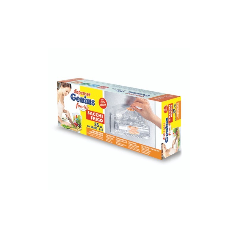 Dispenser di sacchi frigo Genius con clips adesive Peter Pan Plast conf. 35 pz 38x50 cm - GENF38