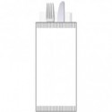 Buste portaposate Ristocart in carta bianca politenata con tovagliolo 2 veli conf. 100 pz 25x10,5 cm - WRBUP2071