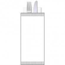 Buste portaposate Ristocart in carta bianca politenata con tovagliolo 2 veli conf. 100 pz 25x10,5 cm - WRBUP2071