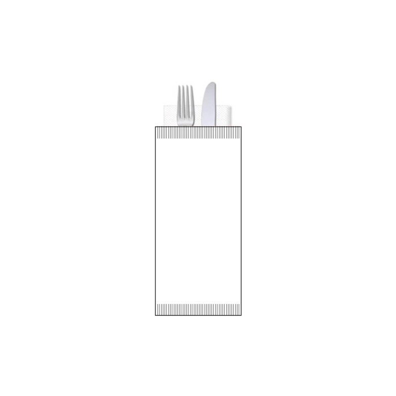 Buste portaposate Ristocart in carta bianca politenata con tovagliolo 2 veli conf. 100 pz 25x10,5 cm - WRBUP2071