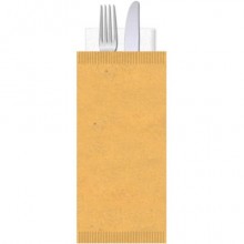 Buste portaposate Ristocart in carta paglia con tovagliolo 2 veli 25x10,5 cm conf. 100 pz neutra - WRBUP2072