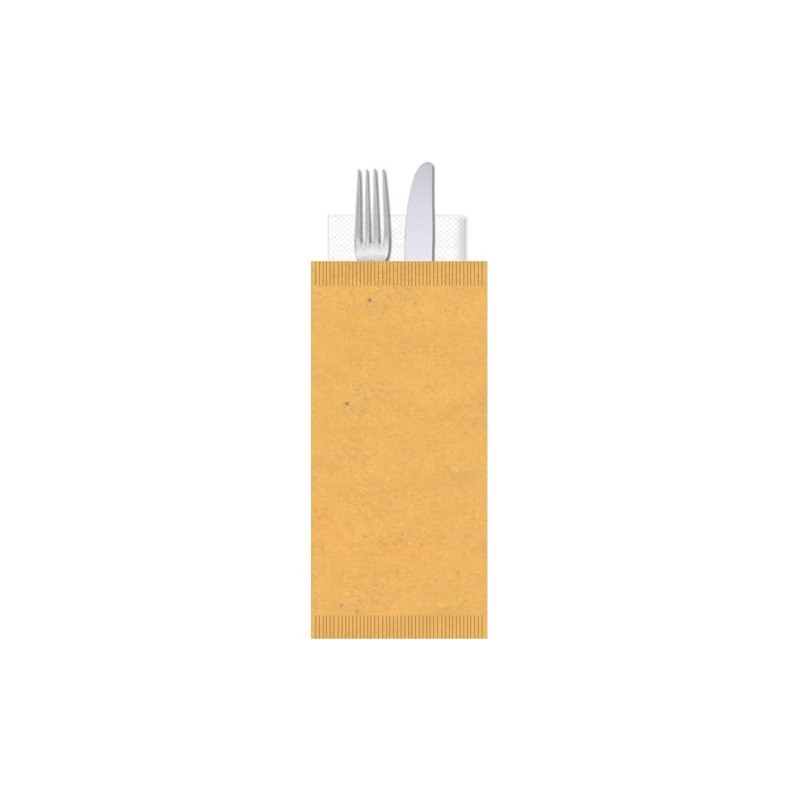Buste portaposate Ristocart in carta paglia con tovagliolo 2 veli 25x10,5 cm conf. 100 pz neutra - WRBUP2072