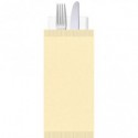 Buste portaposate Ristocart in carta paglia con tovagliolo 2 veli 25x10,5 cm conf. 100 pz crema - WRBUP2058