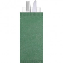 Buste portaposate Ristocart in carta paglia con tovagliolo 2 veli 25x10,5 cm conf. 100 pz verde - WRBUP2038