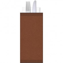 Buste portaposate Ristocart in carta paglia con tovagliolo 2 veli 25x10,5 cm conf. 100 pz cacao - WRBUP2064