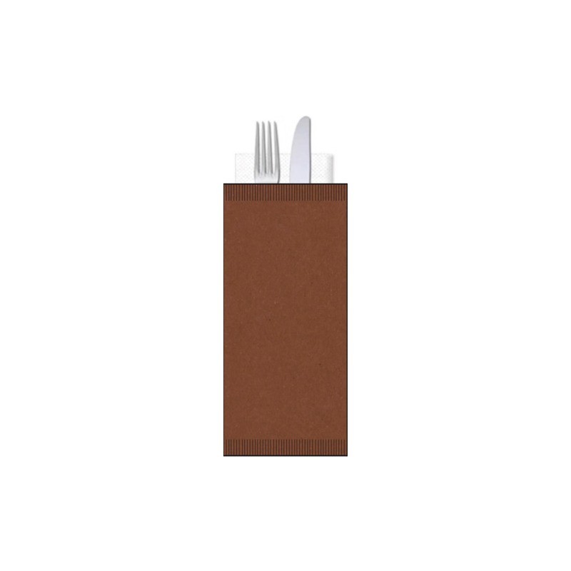 Buste portaposate Ristocart in carta paglia con tovagliolo 2 veli 25x10,5 cm conf. 100 pz cacao - WRBUP2064