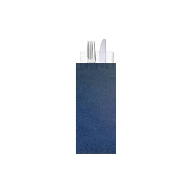 Buste portaposate Ristocart in carta paglia con tovagliolo 2 veli 25x10,5 cm conf. 100 pz blu - WRBUP2039