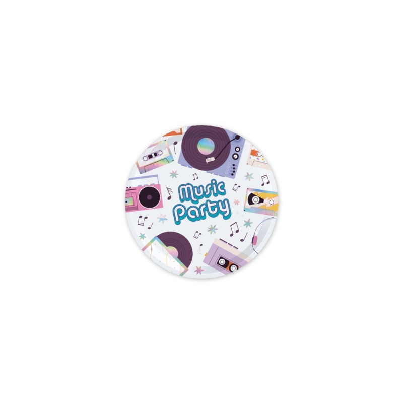 Piatti Big Party a tema Music Party Ø 18 cm - conf. 6 pz - 76562 (Conf.3)