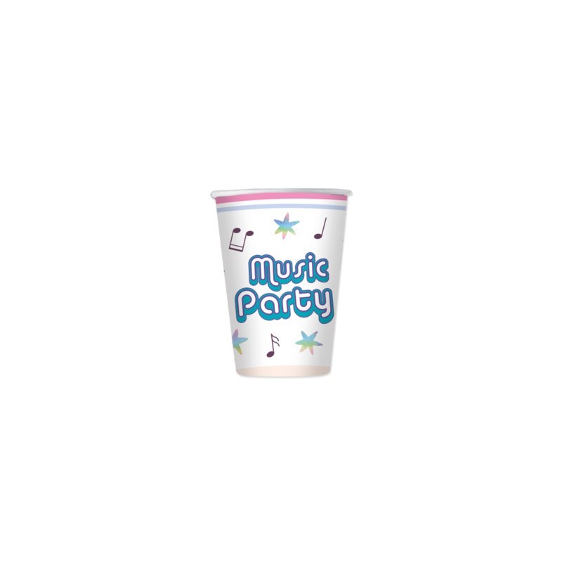 Bicchieri Big Party a tema Music Party 250 ml - conf. 6 pz - 76563 (Conf.3)