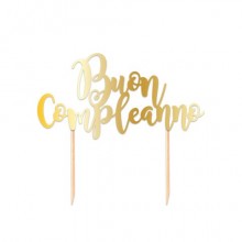 Cake Topper in carta 20 cm Big Party oro metal Buon Compleanno 74430 (Conf.3)