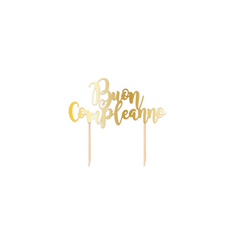Cake Topper in carta 20 cm Big Party oro metal Buon Compleanno 74430 (Conf.3)