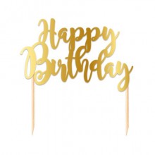 Cake Topper in carta 20 cm Big Party oro metal Happy Birthday 75276 (Conf.3)