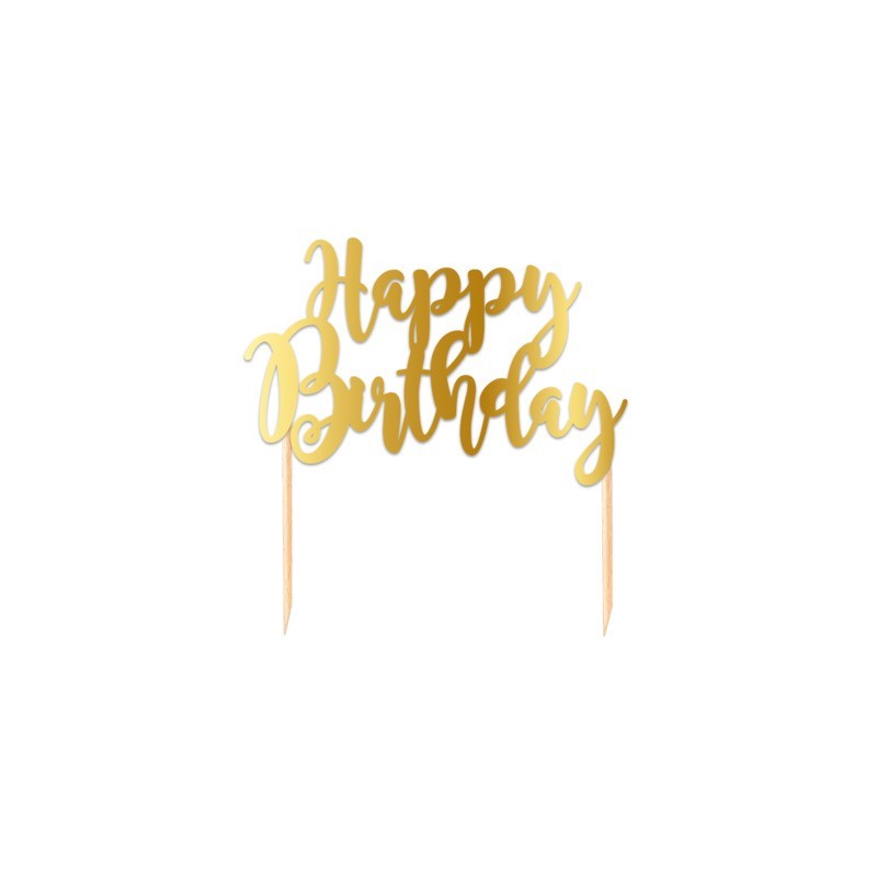 Cake Topper in carta 20 cm Big Party oro metal Happy Birthday 75276 (Conf.3)
